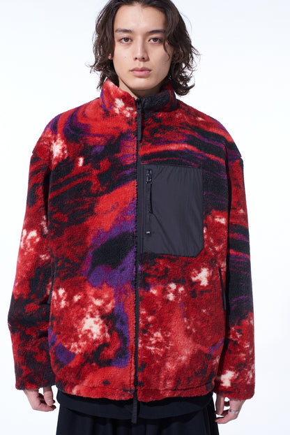 【S'YTE X TAION】REVERSIBLE QUILTED RED PRINTED FLEECE JACKET