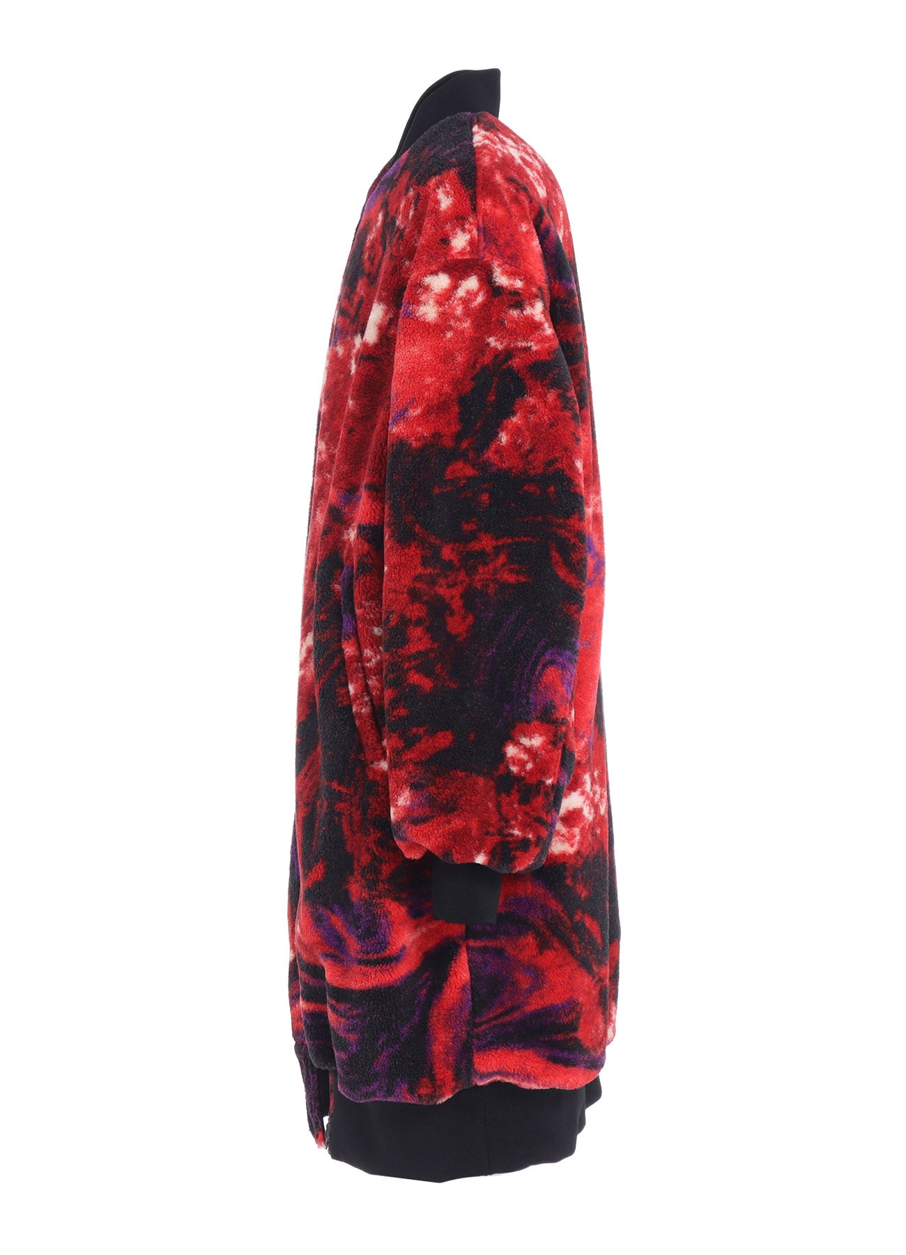 【S'YTE X TAION】REVERSIBLE LONG BOMBER JACKET WITH RED PRINTED FLEECE LINING