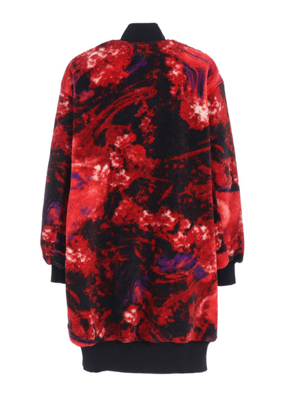 【S'YTE X TAION】REVERSIBLE LONG BOMBER JACKET WITH RED PRINTED FLEECE LINING