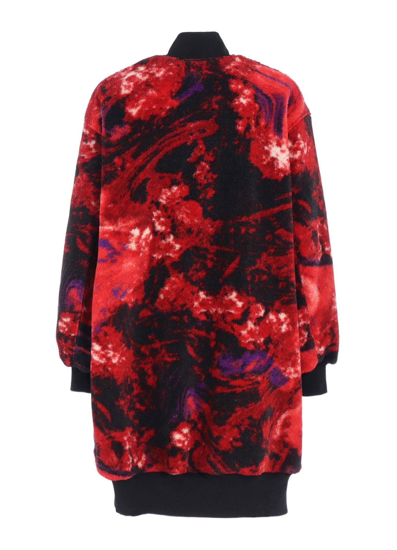 【S'YTE X TAION】REVERSIBLE LONG BOMBER JACKET WITH RED PRINTED FLEECE LINING