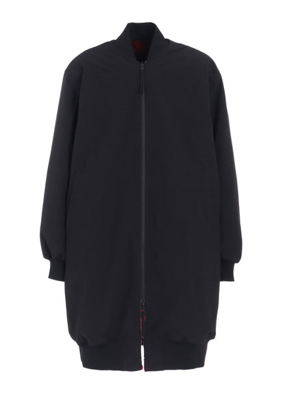 【S'YTE X TAION】REVERSIBLE LONG BOMBER JACKET WITH RED PRINTED FLEECE LINING