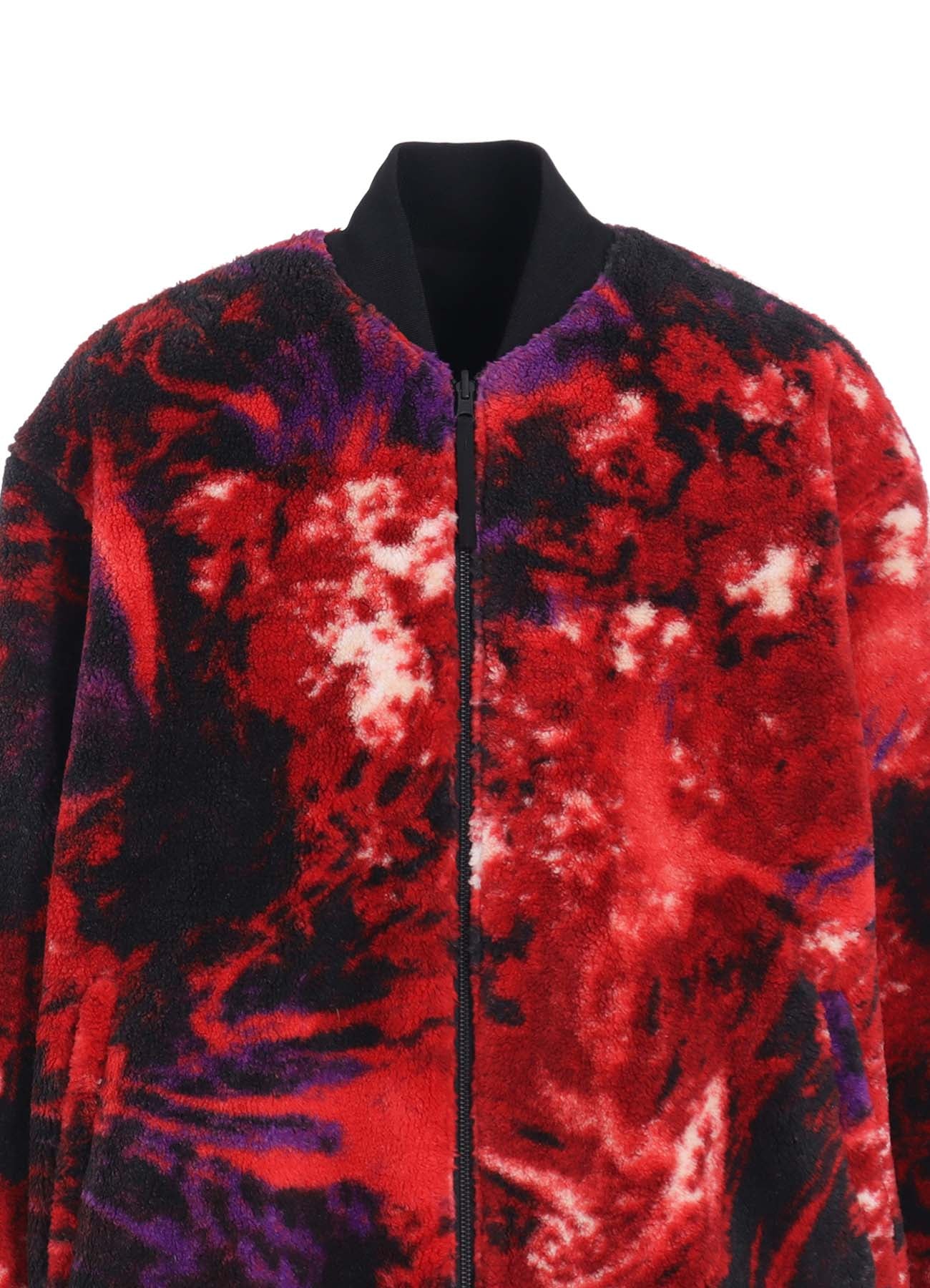 【S'YTE X TAION】REVERSIBLE LONG BOMBER JACKET WITH RED PRINTED FLEECE LINING