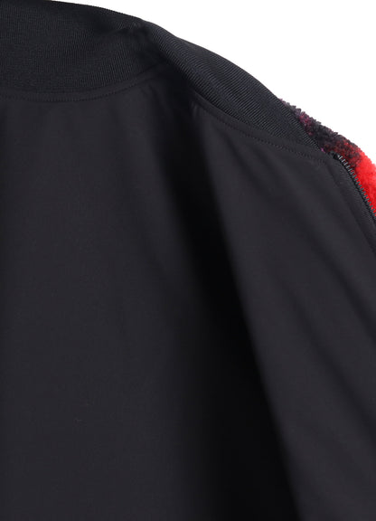 【S'YTE X TAION】REVERSIBLE LONG BOMBER JACKET WITH RED PRINTED FLEECE LINING
