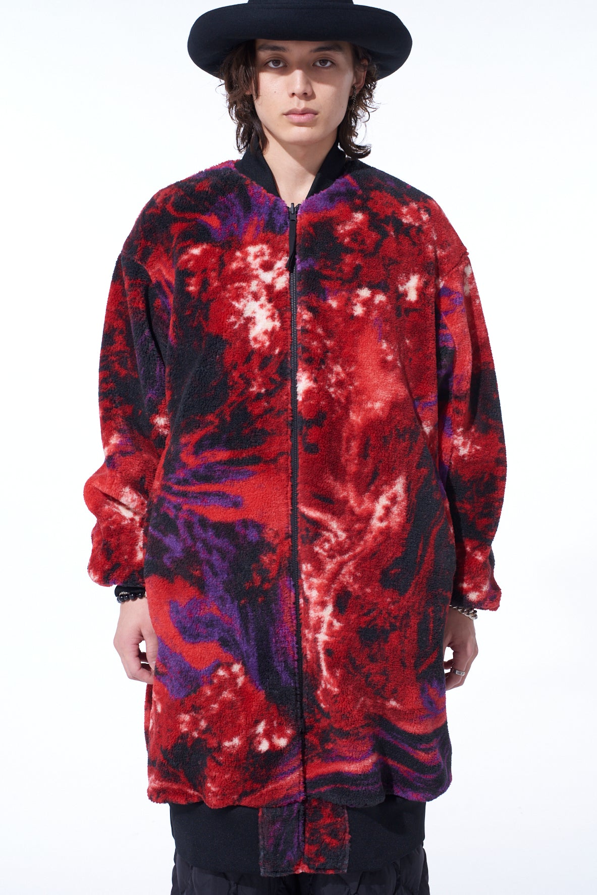 S'YTE X TAION】REVERSIBLE LONG BOMBER JACKET WITH RED PRINTED