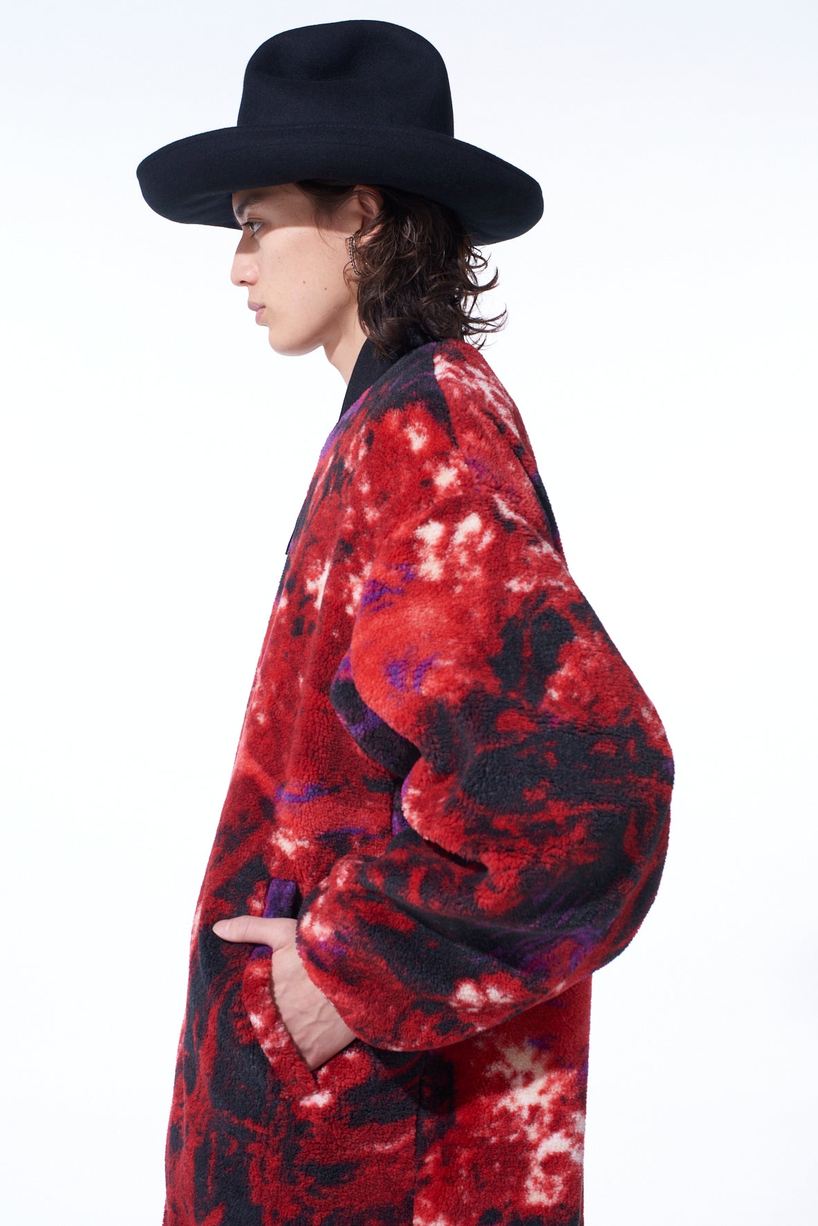 S'YTE X TAION】REVERSIBLE LONG BOMBER JACKET WITH RED PRINTED