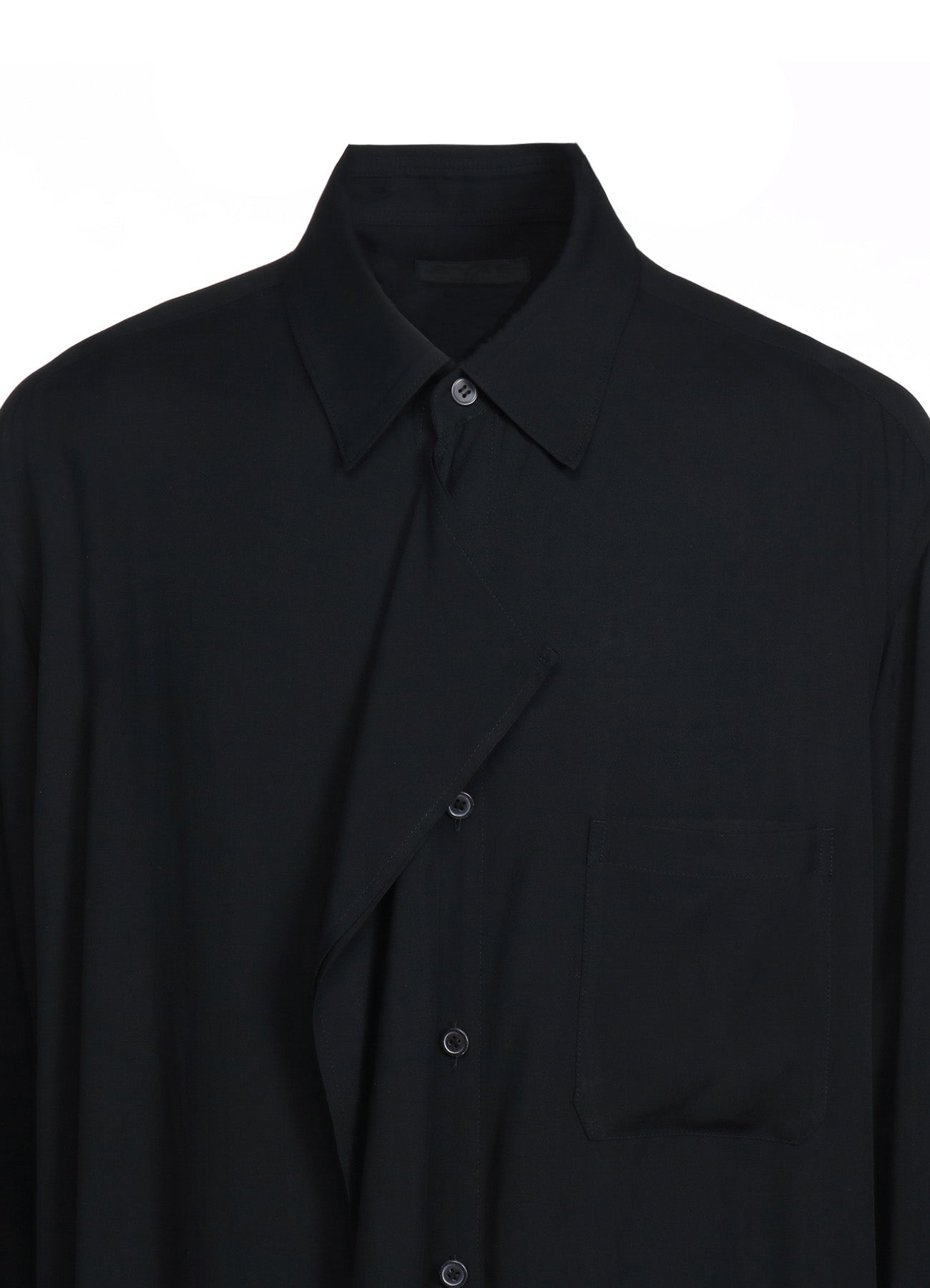 RAYON WASHER TWILL DOUBLE-TAILORED FRONT DRAPED SHIRT