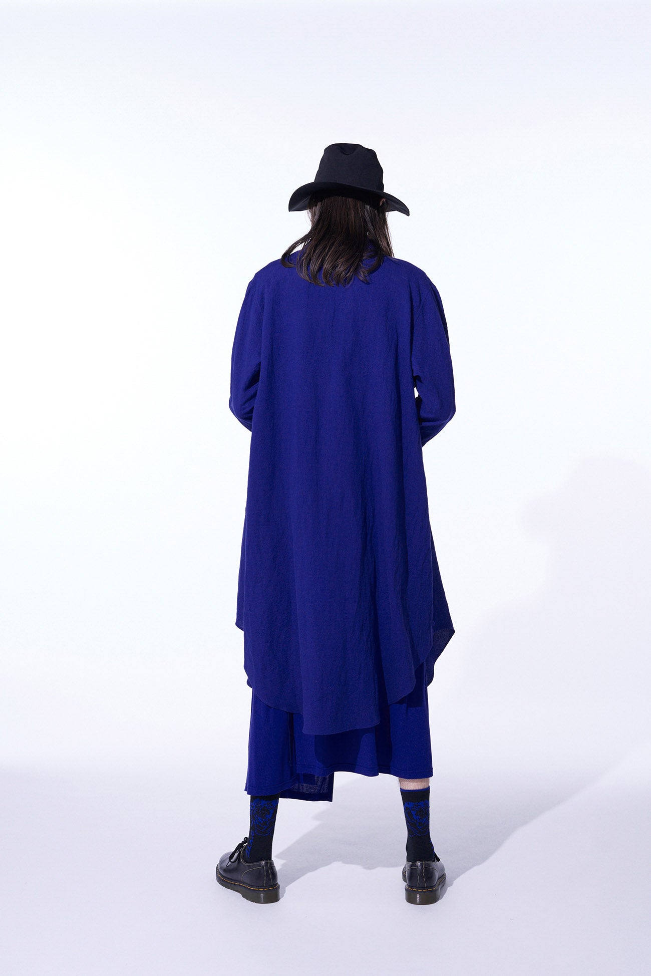 LINEN WASHED CLOTH SHIRT DRESS WITH DOUBLE-TAILORED RIGHT FRONT