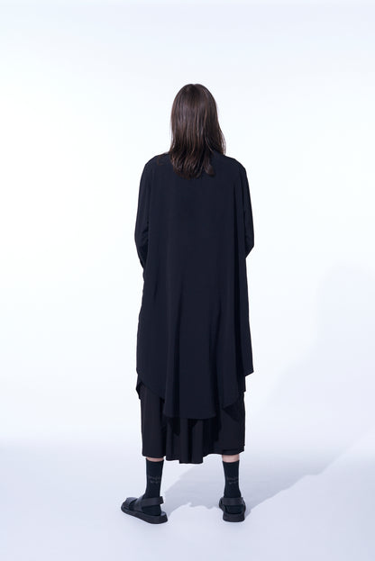 CREPE DE CHINE SHIRT DRESS WITH DOUBLE-TAILORED RIGHT FRONT