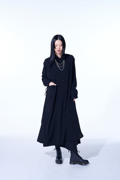 CREPE DE CHINE SHIRT DRESS WITH DOUBLE-TAILORED RIGHT FRONT