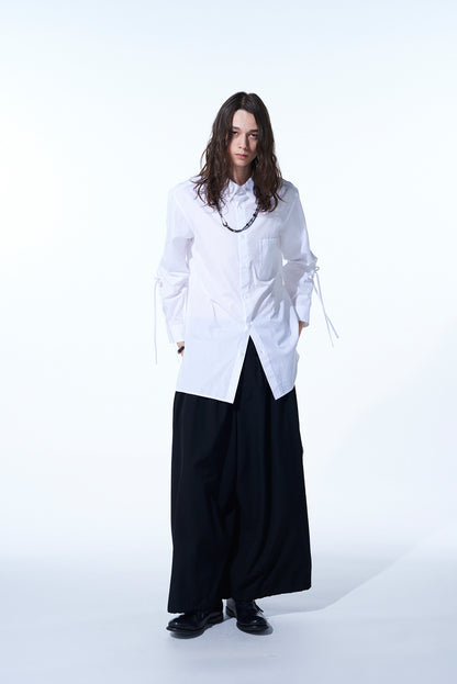 COTTON BROAD CLOTH OVERSIZED SHIRT WITH GATHERED STRINGS