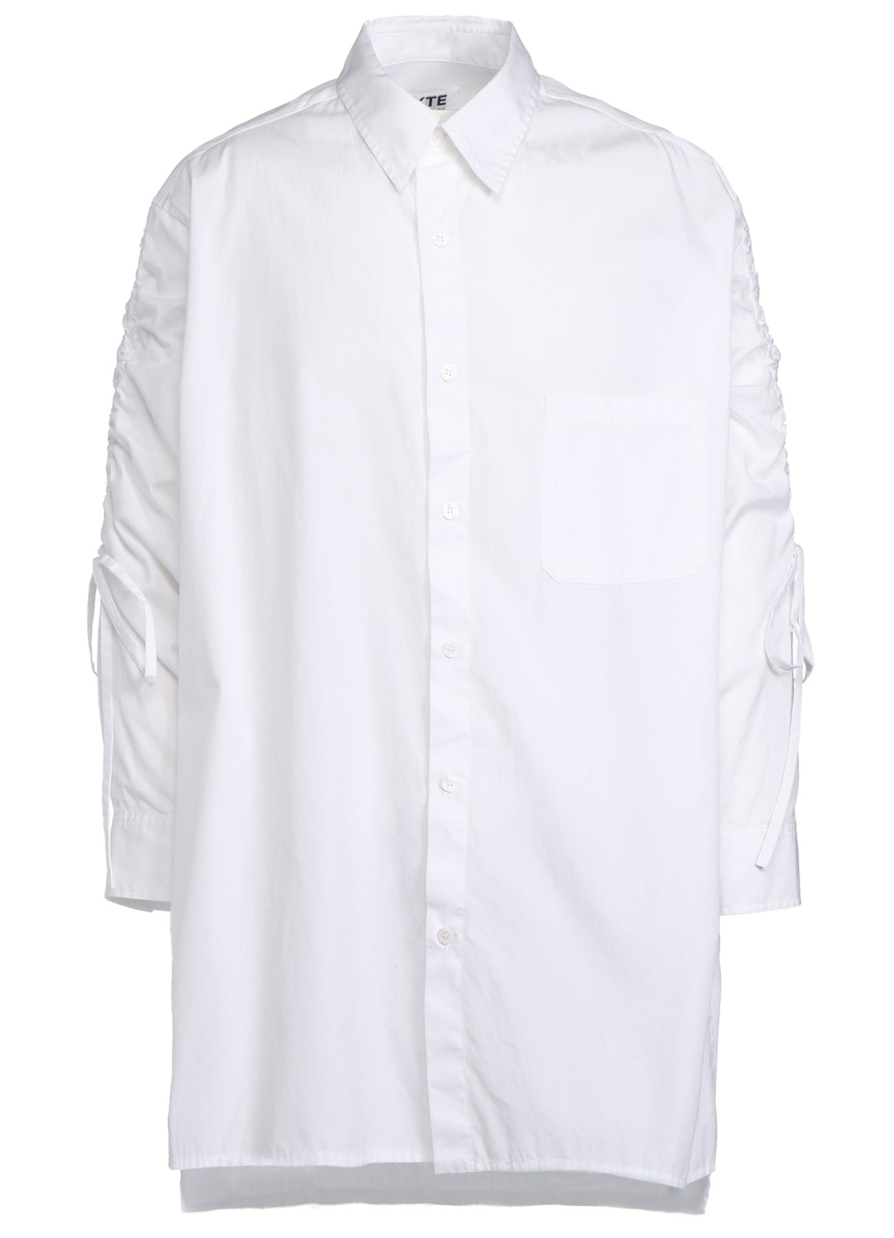 COTTON BROAD CLOTH OVERSIZED SHIRT WITH GATHERED STRINGS