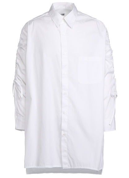 COTTON BROAD CLOTH OVERSIZED SHIRT WITH GATHERED STRINGS