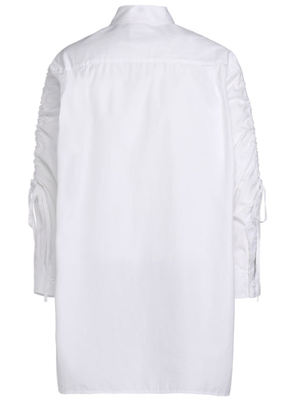 COTTON BROAD CLOTH OVERSIZED SHIRT WITH GATHERED STRINGS