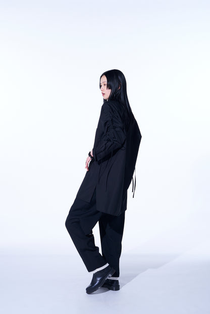 COTTON BROAD CLOTH OVERSIZED SHIRT WITH GATHERED STRINGS