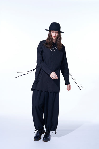 COTTON BROAD CLOTH OVERSIZED SHIRT WITH GATHERED STRINGS