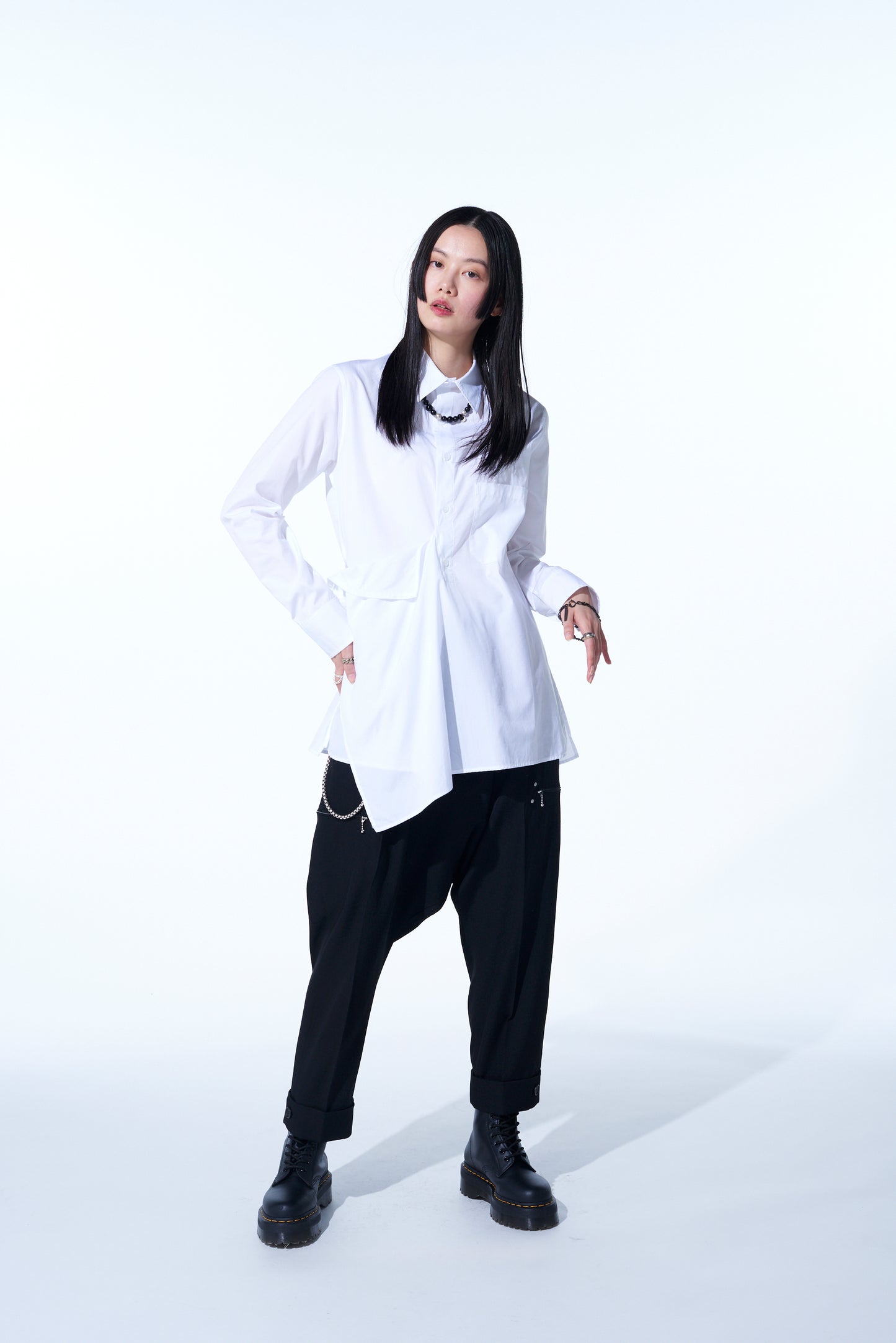 COTTON BROAD CLOTH DRAPED SHIRT