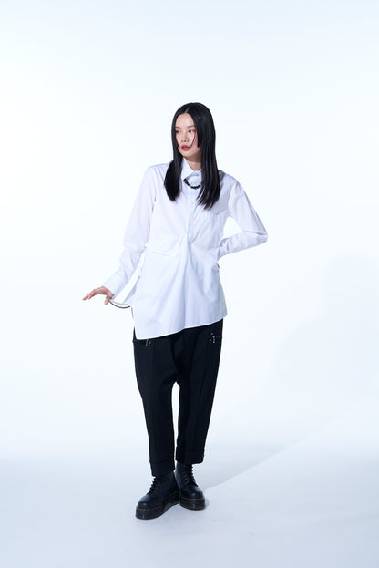 COTTON BROAD CLOTH DRAPED SHIRT