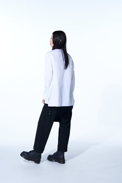 COTTON BROAD CLOTH DRAPED SHIRT