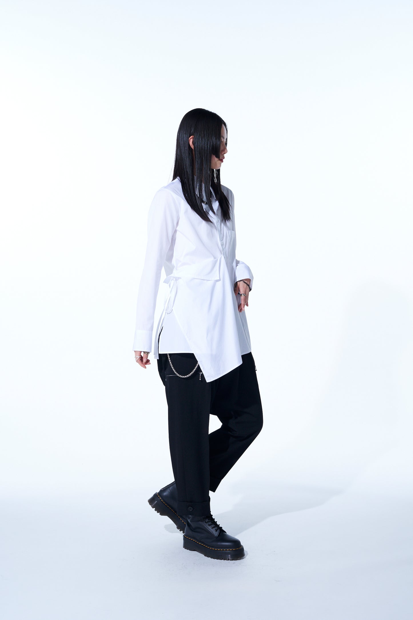 COTTON BROAD CLOTH DRAPED SHIRT