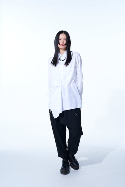 COTTON BROAD CLOTH DRAPED SHIRT