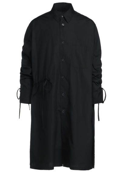 COTTON BROAD CLOTH OVERSIZED LONG SHIRT WITH GATHERED STRINGS