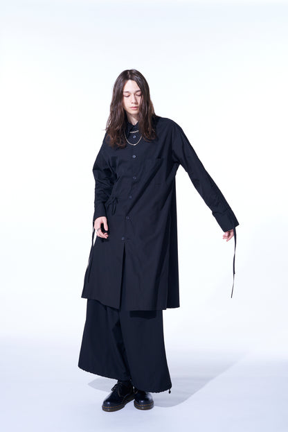 COTTON BROAD CLOTH OVERSIZED LONG SHIRT WITH GATHERED STRINGS