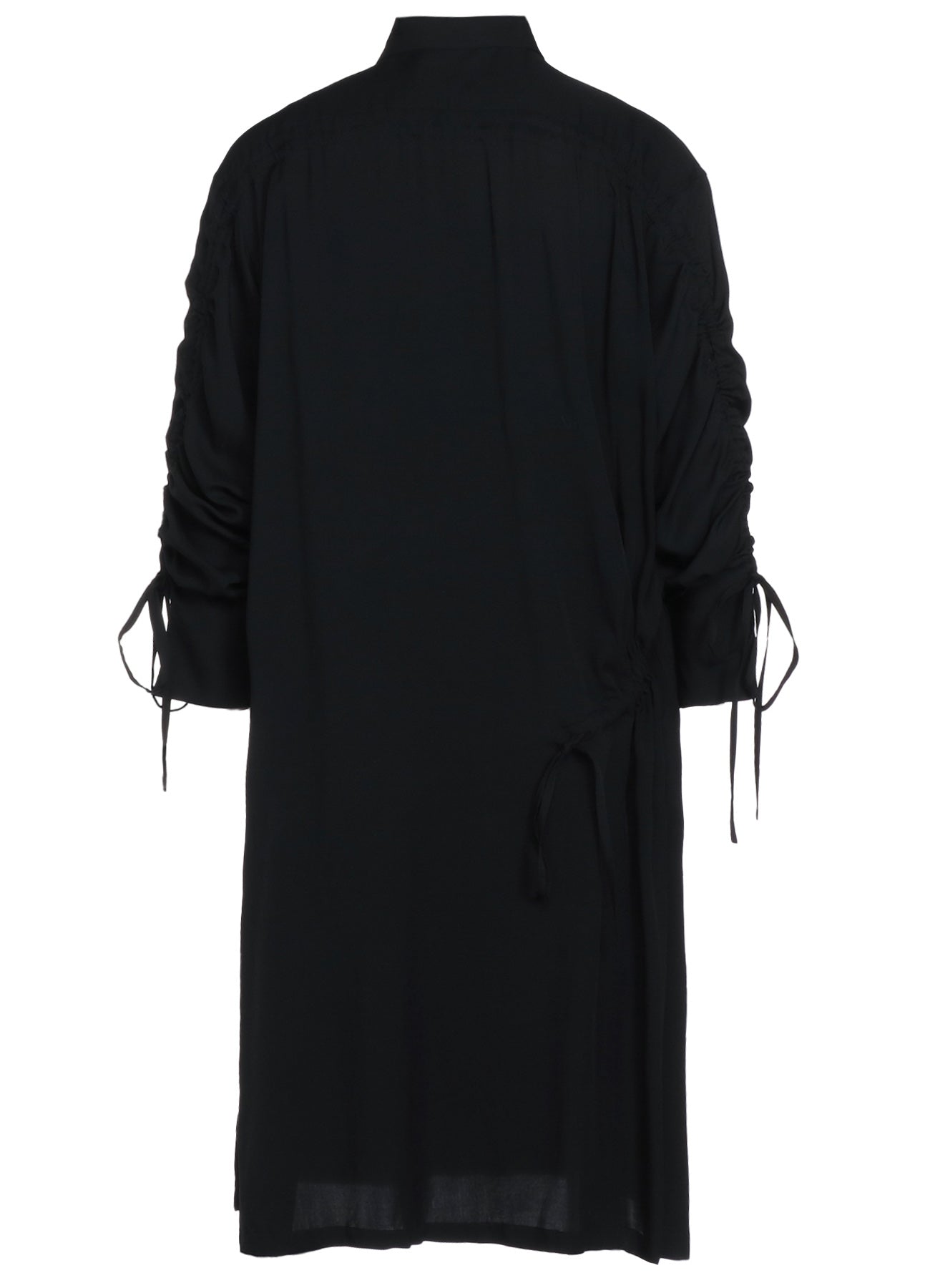 RAYON WASHER TWILL OVERSIZED LONG SHIRT WITH GATHERED STRINGS