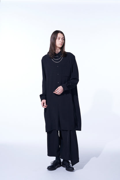 CREPE DE CHINE REGULAR COLLAR LOOSE FIT LONG SHIRT