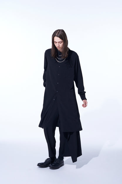 CREPE DE CHINE REGULAR COLLAR LOOSE FIT LONG SHIRT