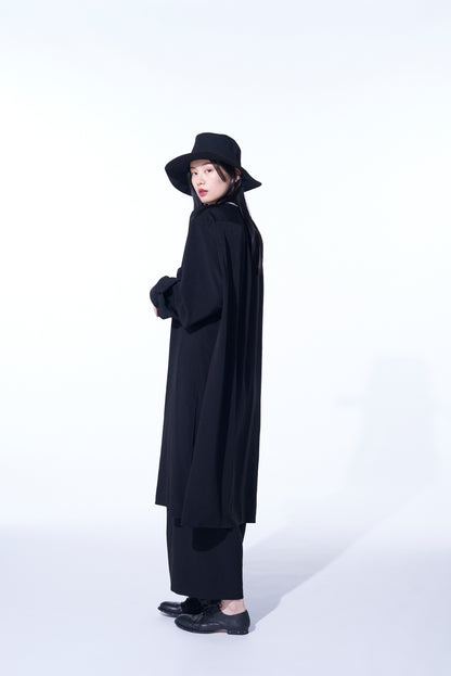 CREPE DE CHINE REGULAR COLLAR LOOSE FIT LONG SHIRT