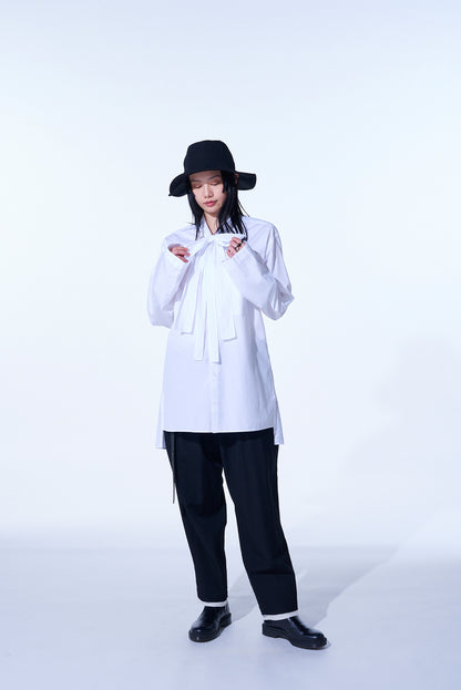 COTTON BROAD CLOTH BOW COLLAR SHIRT