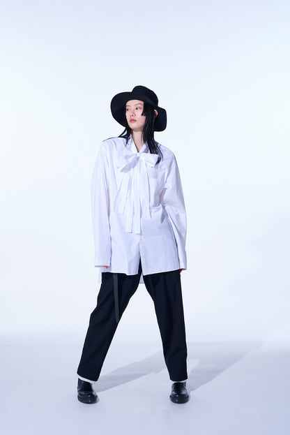 COTTON BROAD CLOTH BOW COLLAR SHIRT