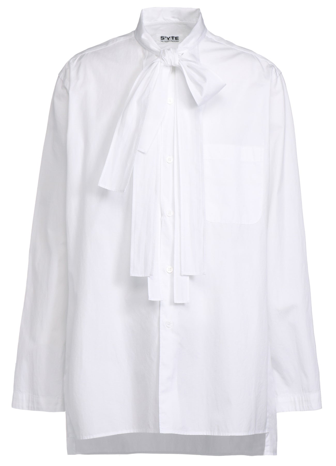 COTTON BROAD CLOTH BOW COLLAR SHIRT