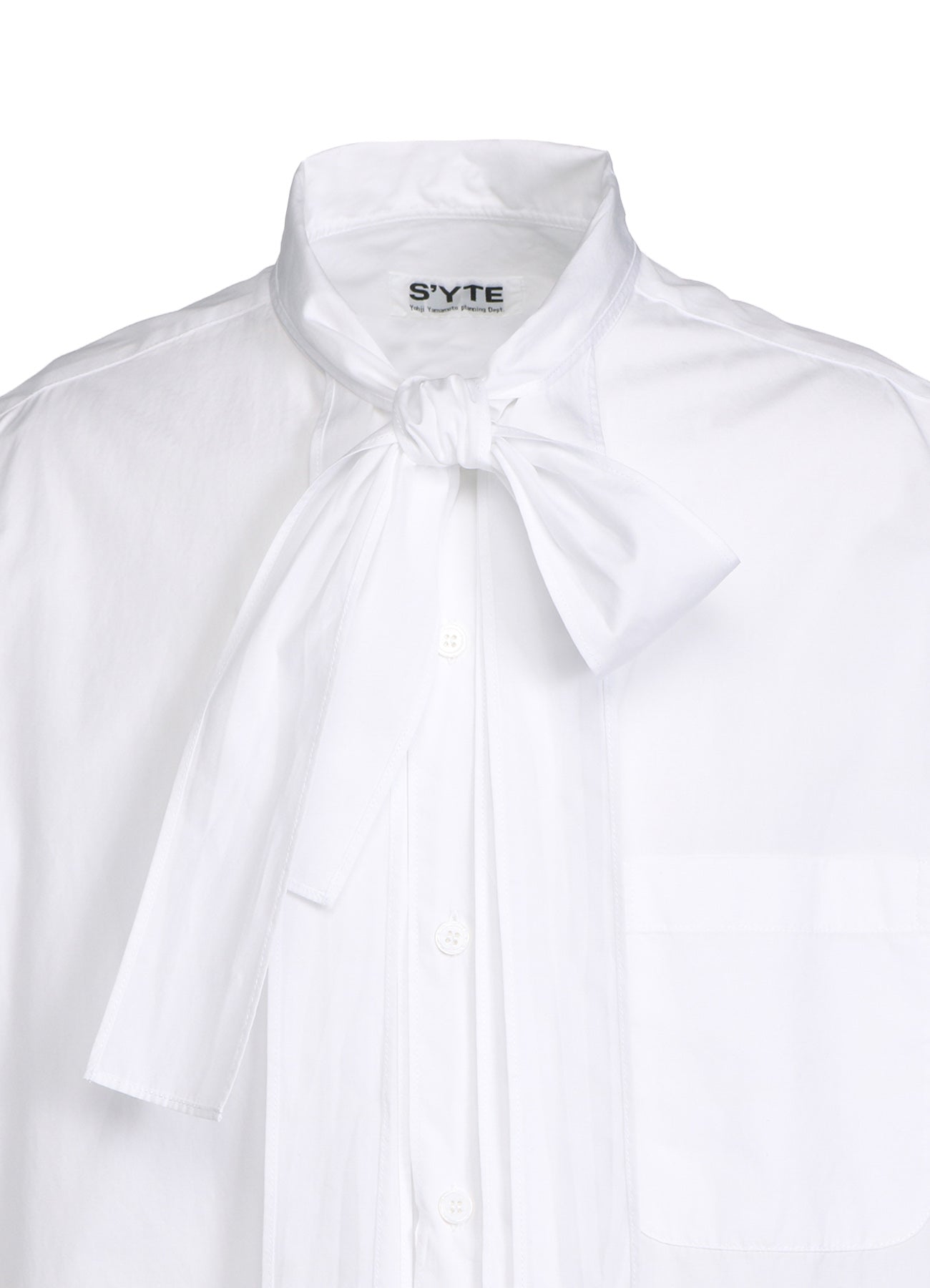 COTTON BROAD CLOTH BOW COLLAR SHIRT