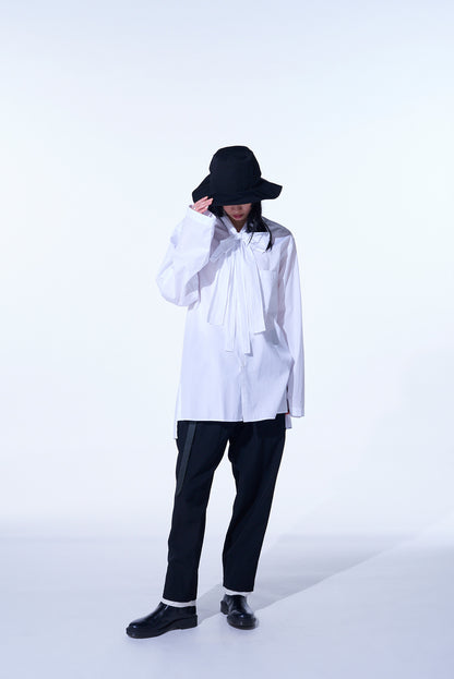 COTTON BROAD CLOTH BOW COLLAR SHIRT