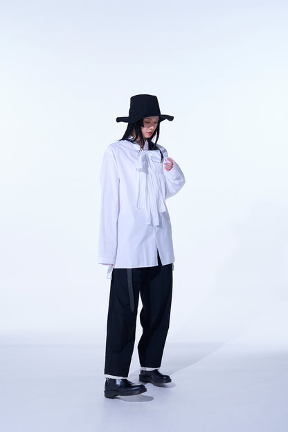 COTTON BROAD CLOTH BOW COLLAR SHIRT