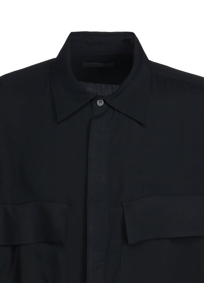 RAYON WASHER TWILL OVERSIZED SHORT-SLEEVE SHIRT WITH FLAP POCKETS