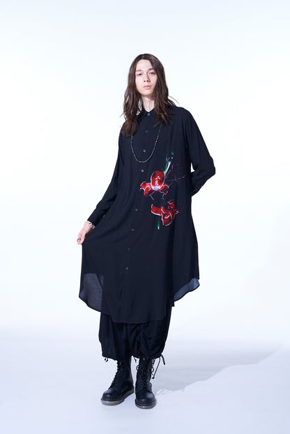 RAYON LOAN "ORCHID FLOWER"PRINTED LONG SHIRT