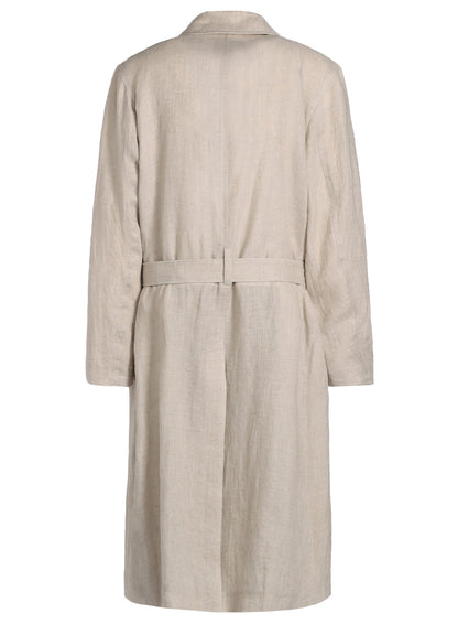 LINEN GAUZE DOUBLE-BREASTED COAT WITH DOUBLE-TAILORED LEFT FRONT