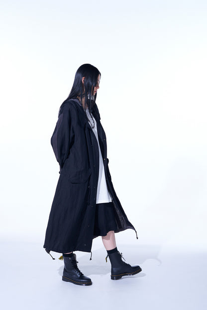 BIO-WASHED DUAL FABRIC MODS COAT WITH CUT-OUT DESIGN