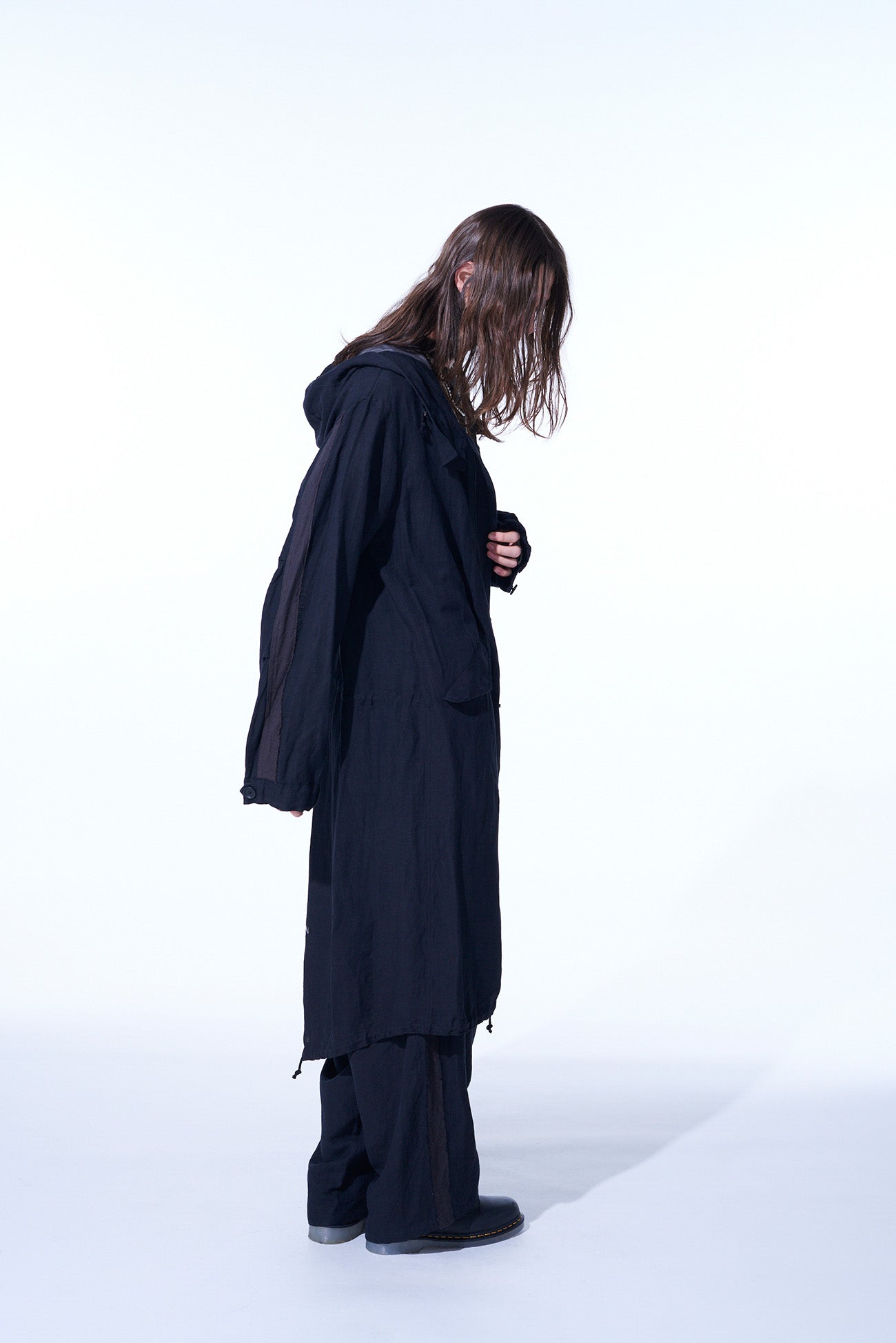 BIO-WASHED DUAL FABRIC MODS COAT WITH CUT-OUT DESIGN