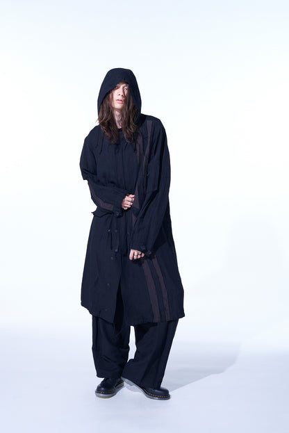 BIO-WASHED DUAL FABRIC MODS COAT WITH CUT-OUT DESIGN