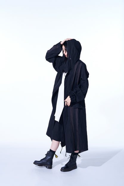 BIO-WASHED DUAL FABRIC MODS COAT WITH CUT-OUT DESIGN