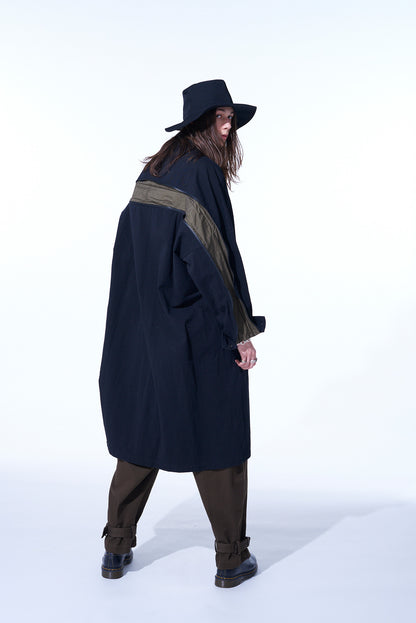 COTTON/HEMP TWILL BACK YOKE ZIP COAT