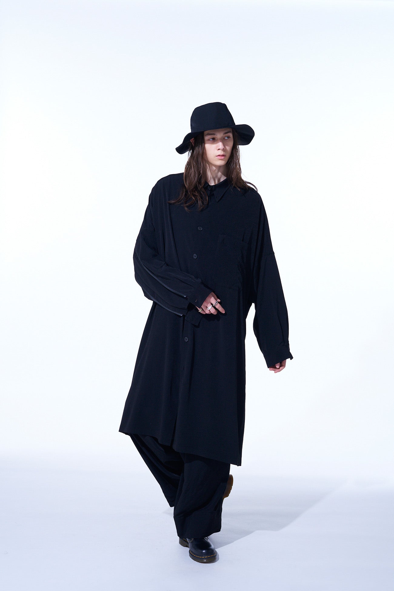 CREPE DE CHINE BACK YOKE ZIP COAT