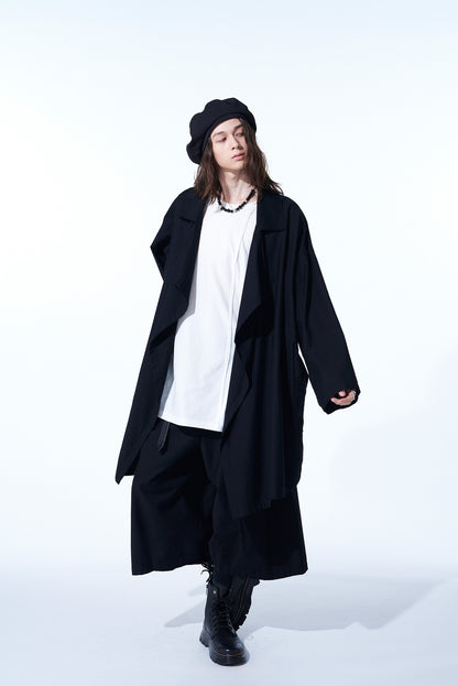 COTTON TWILL FLAME DOUBLE DRAPE COAT