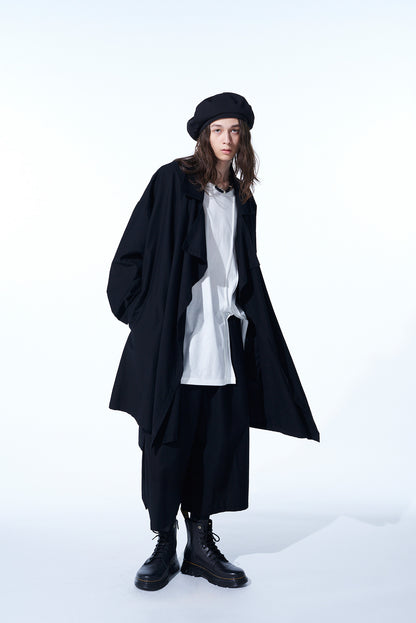 COTTON TWILL FLAME DOUBLE DRAPE COAT