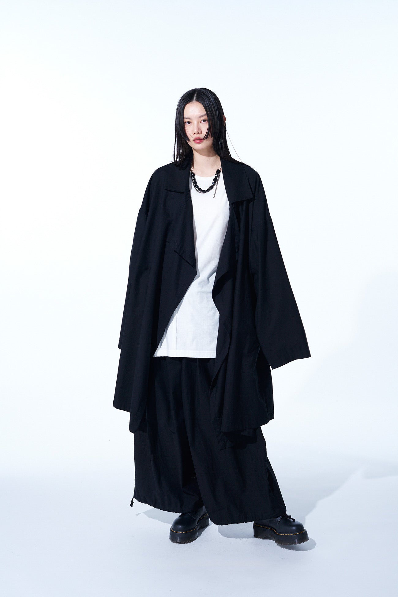 COTTON TWILL FLAME DOUBLE DRAPE COAT