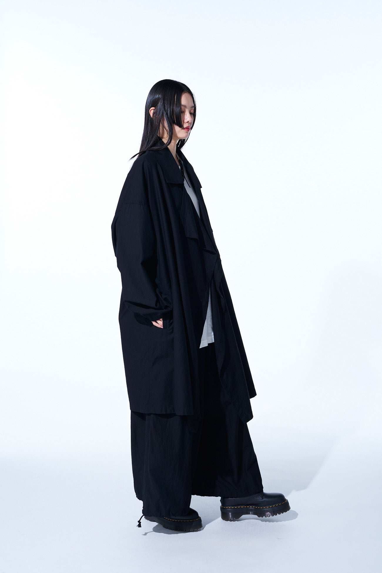 COTTON TWILL FLAME DOUBLE DRAPE COAT