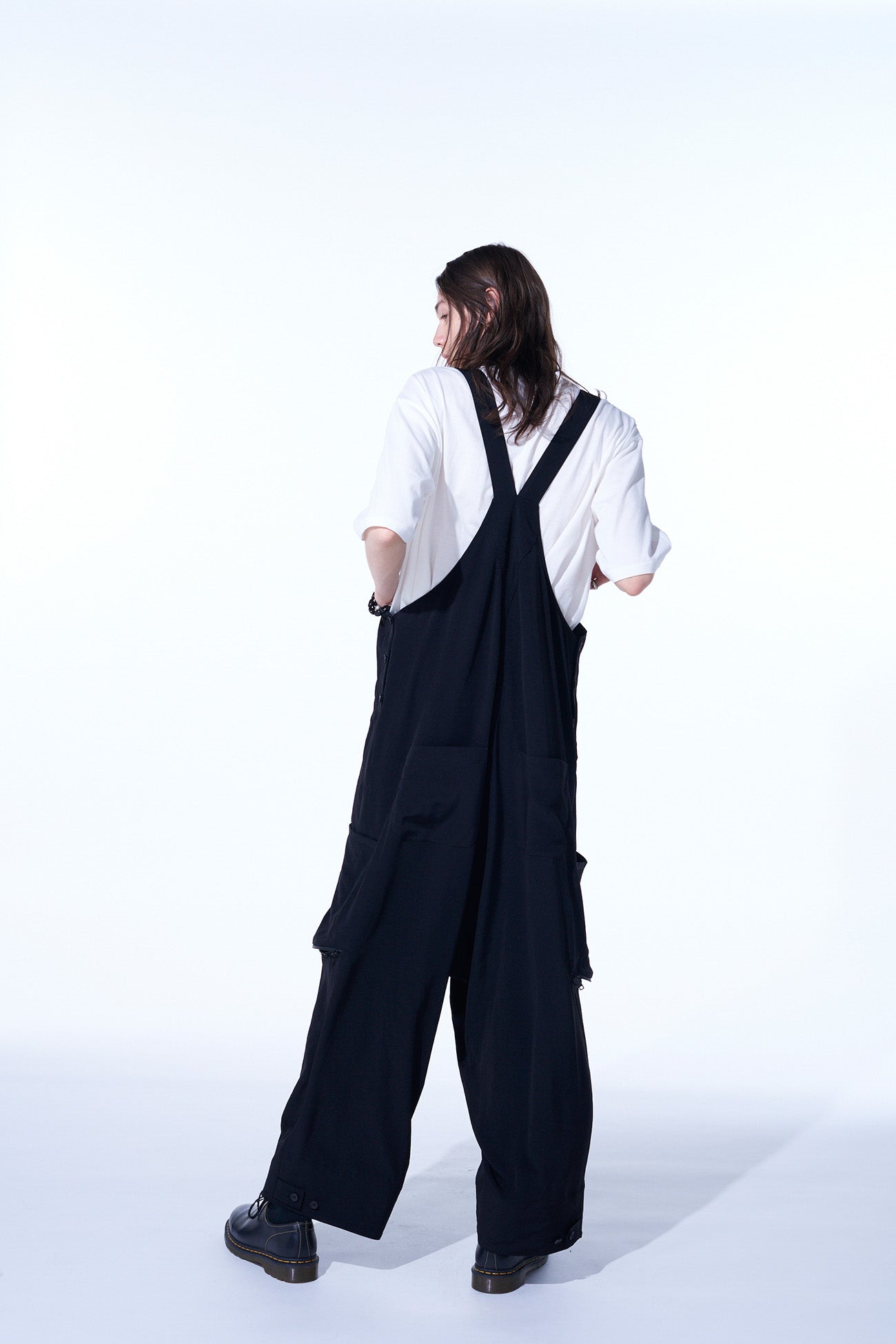 CREPE DE CHINE GUSSETED ZIPPERED POCKET OVERALL